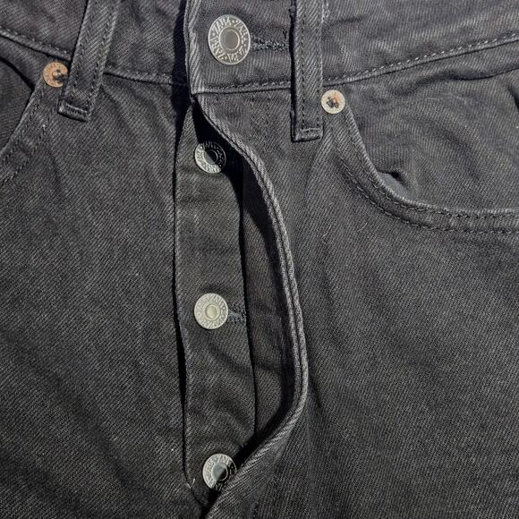 Zara Womens Black Relaxed Fit Button Fly Straight Leg Jeans US Size 2 W24 L26 - Picture 3 of 10